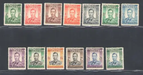 1937 Südrhodesien, Stanley Gibbons n. 40/52 - postfrisch**