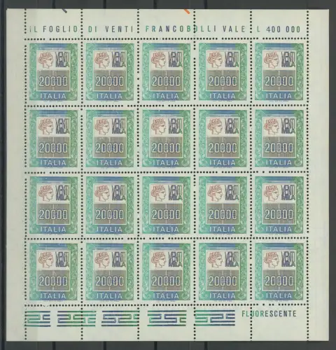 1987 Italien - Republik, Nr. 1804, 20.000 Lire, im Kleinbogen von 20, postfrisch **