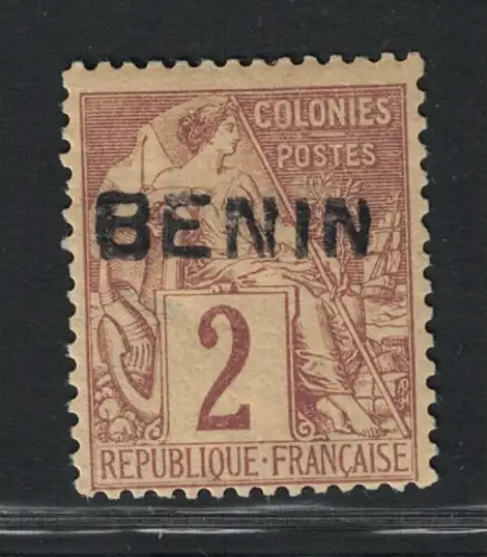 1892 Benin, 2 Cent lila braun #2, MH*