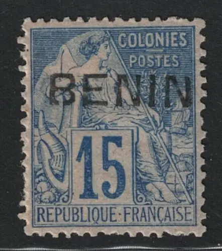 1892 Benin, 15 Cent blau #6, MH*