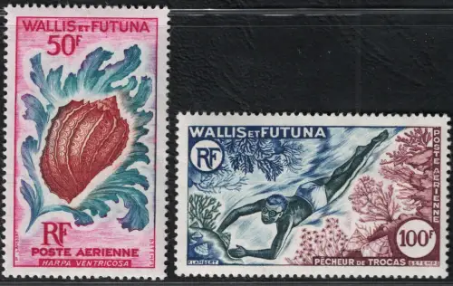 1962-63 Wallis et Futuna, Yvert Posta Aerea # 18/19, Vita Marina, postfrisch **
