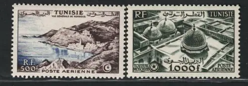 1953 Tunesien, Yvert n. 18/19, Ansichten, Luftpost, postfrisch**