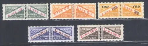 1956-61 San Marino, Postpakete Nr. 37/41, filigrane Sterne, postfrisch**