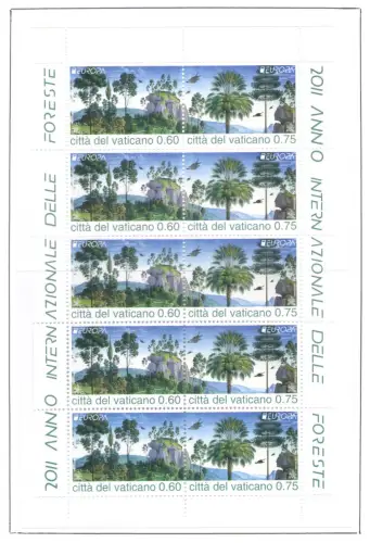 2011 EUROPA CEPT Vatikan 2 Miniblätter mit 10 Werten Le Foreste MNH **