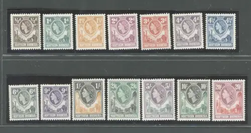 1953 Nordrhodesien, Stanley Gibbons n. 61/74, Serie mit 14 Werten, postfrisch**