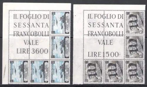 1952 Italien Republik, Eckblock Streitkräfte Nr. 19/20, postfrisch**