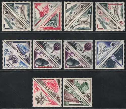 1956 MONACO, überdruckte Steuermarken # 453/72 - postfrisch **