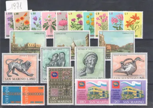 1971 San Marino, kompletter Jahrgang, postfrisch 22 Werte - postfrisch **