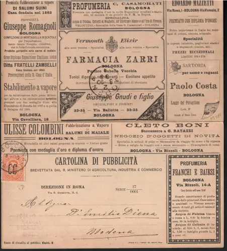 1889 Italien, Umberto I, Werbekarte Nr. 1, 20 Cent orange # 39