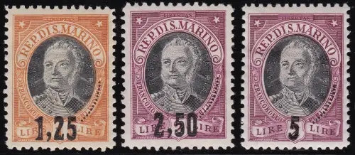 1927 SAN MARINO, Nr. 130/132 - Onofri Überdruckt - MNH **
