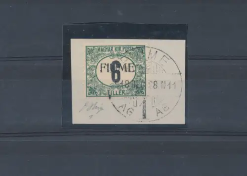 1918-19 Fluss, Steuern Nr. 1, 6 grüne und schwarze Füller, gebraucht auf Fragment, Abkürzung/Signed Olive