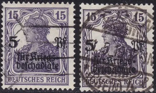 1919 Deutschland,Deutsches Reich, Mi.-Nr. 106 b+c GEBRAUCHT - 106c STORNIERUNG ERSTER TAG 1-5-1919 SIGNIERT