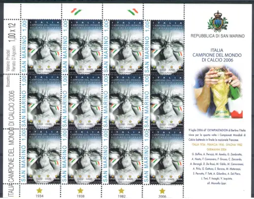 2006 San Marino Fußball-Weltmeisterschaften Minifoglio 12 val MNH **