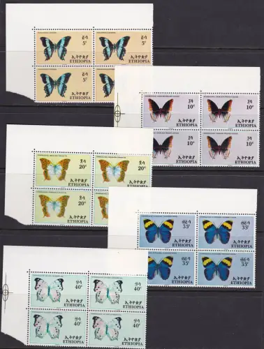 1967 ÄTHIOPIEN - YT Nr. 482/486 Serie mit 5 Werten MNH ** VIERTELBLATTWINKEL