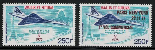1976-77 Wallis et Futuna, Yvert Posta Aerea # 71+75, Concorde, postfrisch **