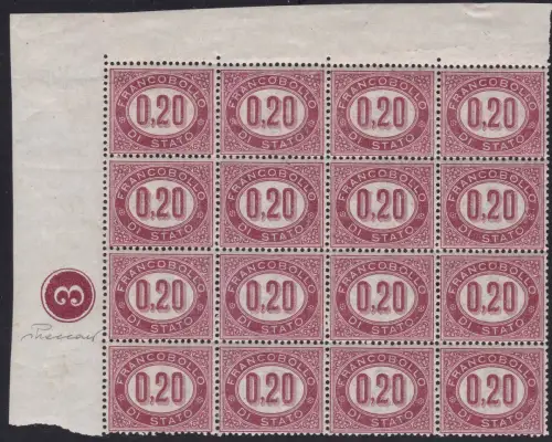 1875 Italien - Königreich, Service Nr. 3 MNH ** TISCHNUMMER 3 IM KREIS
