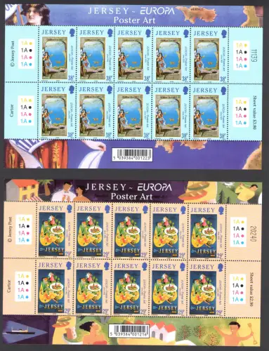 2003 EUROPA CEPT Jersey Nr. 2 Miniblätter mit 10 Kunst des Manifests MNH **