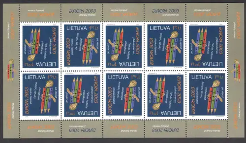 2003 EUROPA CEPT Litauen, Nr. 1 Kleinbogen von 10 Val Kunst des Manifests MNH **