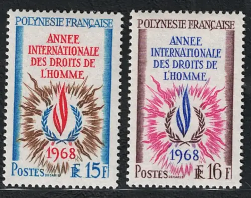 1968 Polynesien, Menschenrechte, Yvert Nr. 62/63, postfrisch**