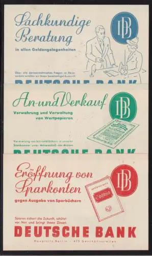 1939 Deutschland - Drittes Reich, Mi.Nr. 686/688 Karte mit Werbung DEUTSCHE BANK