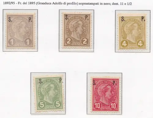 1895 LUXEMBURG - Dienst Nr. 77/81 5 Werte postfrisch/**