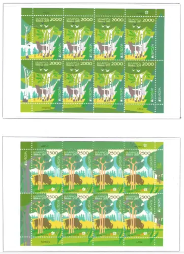 2011 EUROPA CEPT Weißrussland, 2 Kleinblätter mit 8 Werten, Die Wälder, postfrisch **