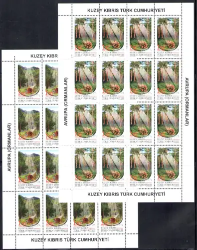 2011 EUROPA CEPT Türkisches Zypern 2 Kleinblätter mit 16 Werten, Die Wälder, postfrisch **