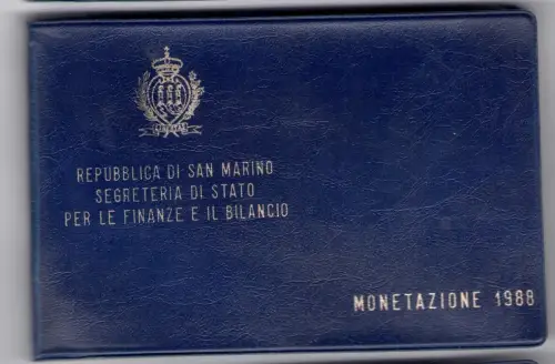1989 Republik San Marino, Divisionsmünzen, FDC MIT 1.000 Lire in Silber