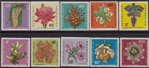 1968 REPUBLIK RUANDA COB Nr. 253/262 Blumen 10 Werte postfrisch/**