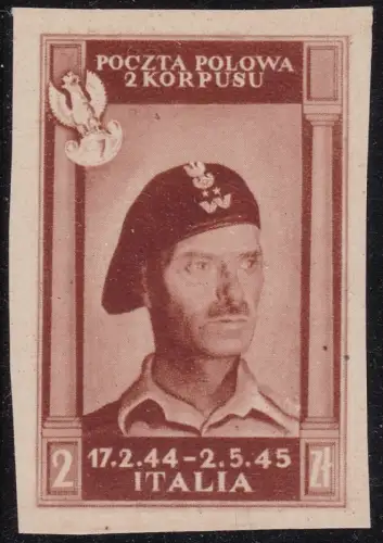 1946 POLNISCHES KORPS Nr. 8B 2 zl. rotbraun NEU OHNE GUMMI Zertifikat Blond