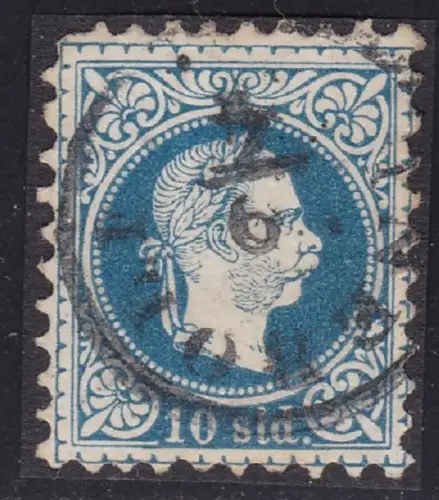 1867 ÖSTERREICHISCHER AUFSTAND, Nr. 4 10 Blaugeld mit SELTENER ANNULLIERUNG NEBOLI Punkte 12