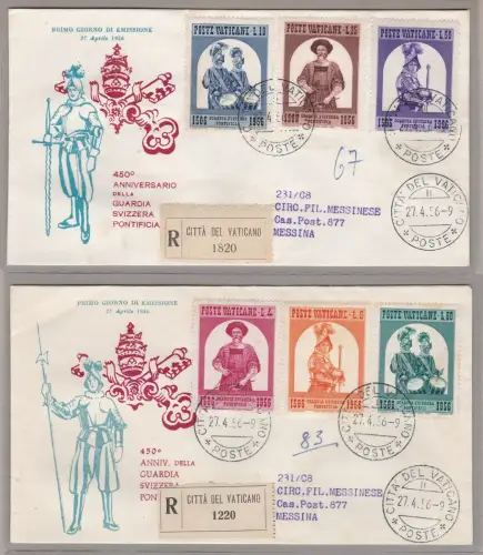 1956 Vatikanstadt VENETIA Nr. 203/208 Schweizergarde 2 EMPFOHLEN