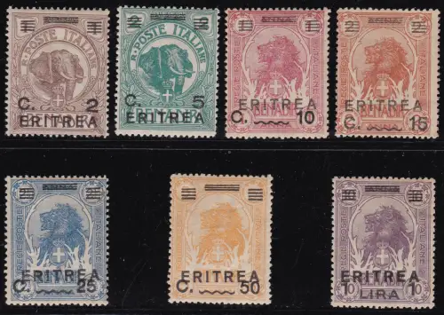 1922 ERITREA, Nr. 54/60 Serie mit 7 Werten MNH/**