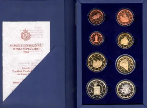 2008 San Marino, Divisionali, 8 Werte, PP - Spiegelfund