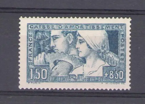 1928 FRANKREICH - Pro Cassa d'Amortamento 1.50 + 8.50 hellblau Typ II, Nr. 252a Zertifikat Cilio MNH **