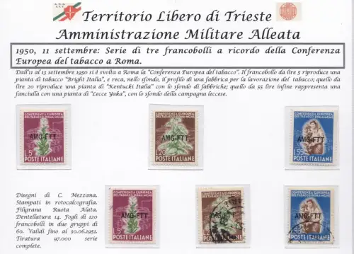 1950 TRIEST A - Nr. 84/86 Serie mit drei Werten NEU (MNH/**)+GEBRAUCHT