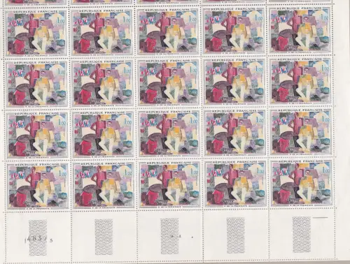 1961 FRANKREICH 319/1320/1322 KUNST 25ER BLATT, 2 10ER BLÄTTER + 5ER STREIFEN POSTFRISCH / **