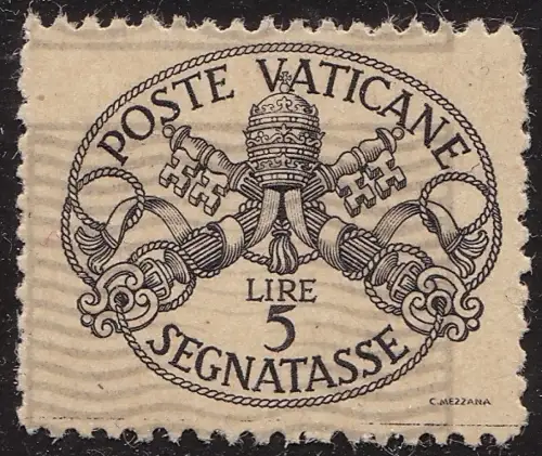 1945 VATIKAN - Segnatasse Nr. 12a, Sorte MNH/**