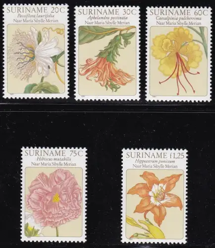 1981 SURINAME - Yvert n. 809/813 Serie mit 5 Werten MNH/**
