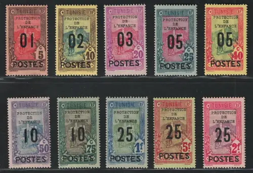 1925 Tunesien, Yvert n. 110/19, Überdruckt, MLH*