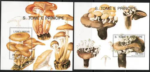 1991 S. Tomé e Principe, Yvert Foglietto # 107/08, Funghi, MNH **