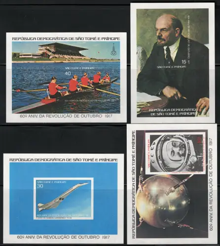 1978 S. Tomé e Principe, Yvert Foglietti # 9B/12B, Oktoberrevolution, postfrisch **