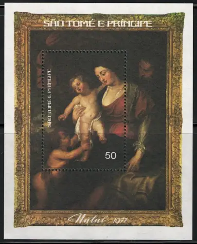 1977 S. Tomé e Principe, Yvert Foglietti # 7A, Natale, Rubens, MNH **