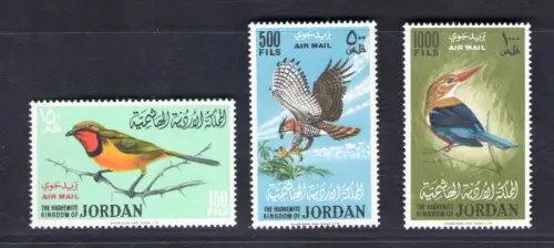 1964 Jordanien, Luftpost, Gibbons Nr. 627/29, Vögel, postfrisch**