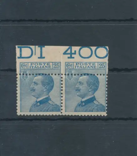 1908 Italien, Nr. 83, 25 Cent, stark nach unten verschobene Verzahnung, postfrisch**