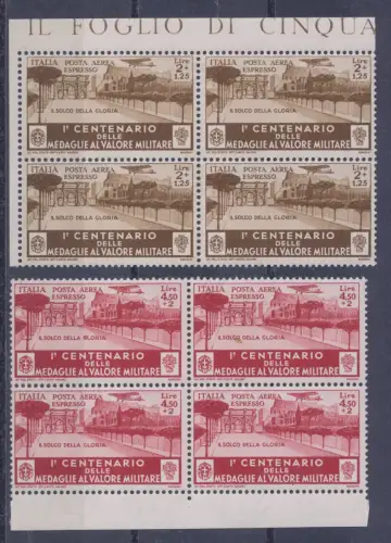 1934 Italia, Espressi Aerei, Nr. A81/82, Splendide Quartine, postfrisch **