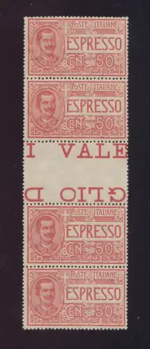 1903 Italien, Espresso, Nr. 4, 50 Cent rot, Gruppeninterraum, postfrisch **