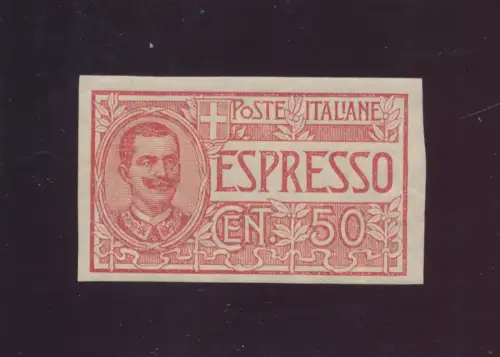1903 Italia, Espresso, n. 4a, 50 Cent rot, ungezähnt, postfrisch**