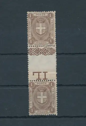 1896-97 Italien, Nr. 65, 1 Cent - vertikales Paar mit Gruppenzwischenraum, postfrisch **