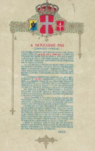 1921 Italien Postkarte zum 3. Jahrestag des Sieges - gebraucht